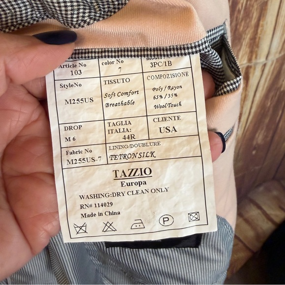 Tazio Europa Men’s Blush Pink Single Button Dress Blazer Jacket Size 44R - Picture 10 of 11